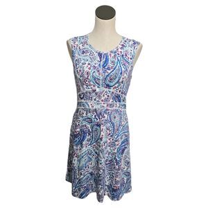 Title Nine Dream Dress Small Active Bright Tennis Outdoor Abstract White Paisley